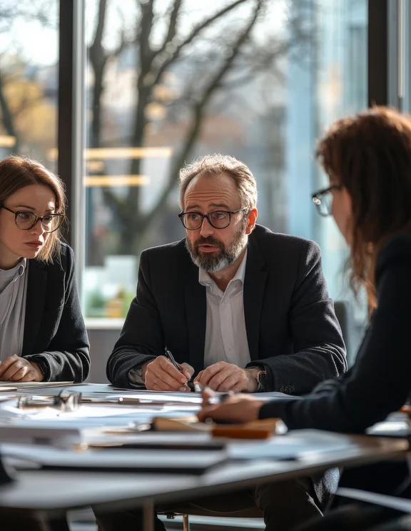 Legal team working on a case